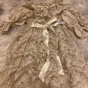 Vintage baby girl sheer lace dress d08